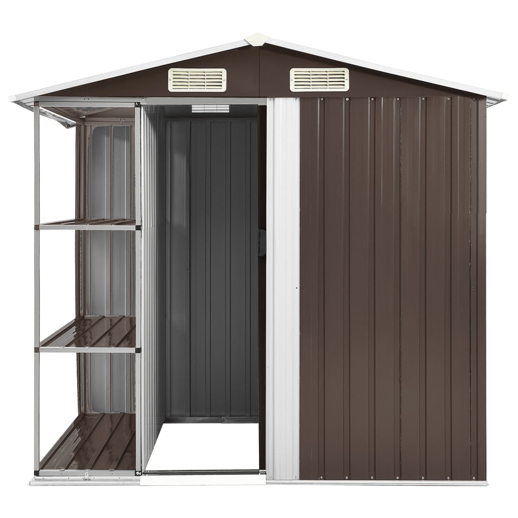 Garden Shed with Rack Brown 205x130x183 cm Iron