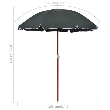 Garden Parasol with Steel Pole 180 cm Anthracite