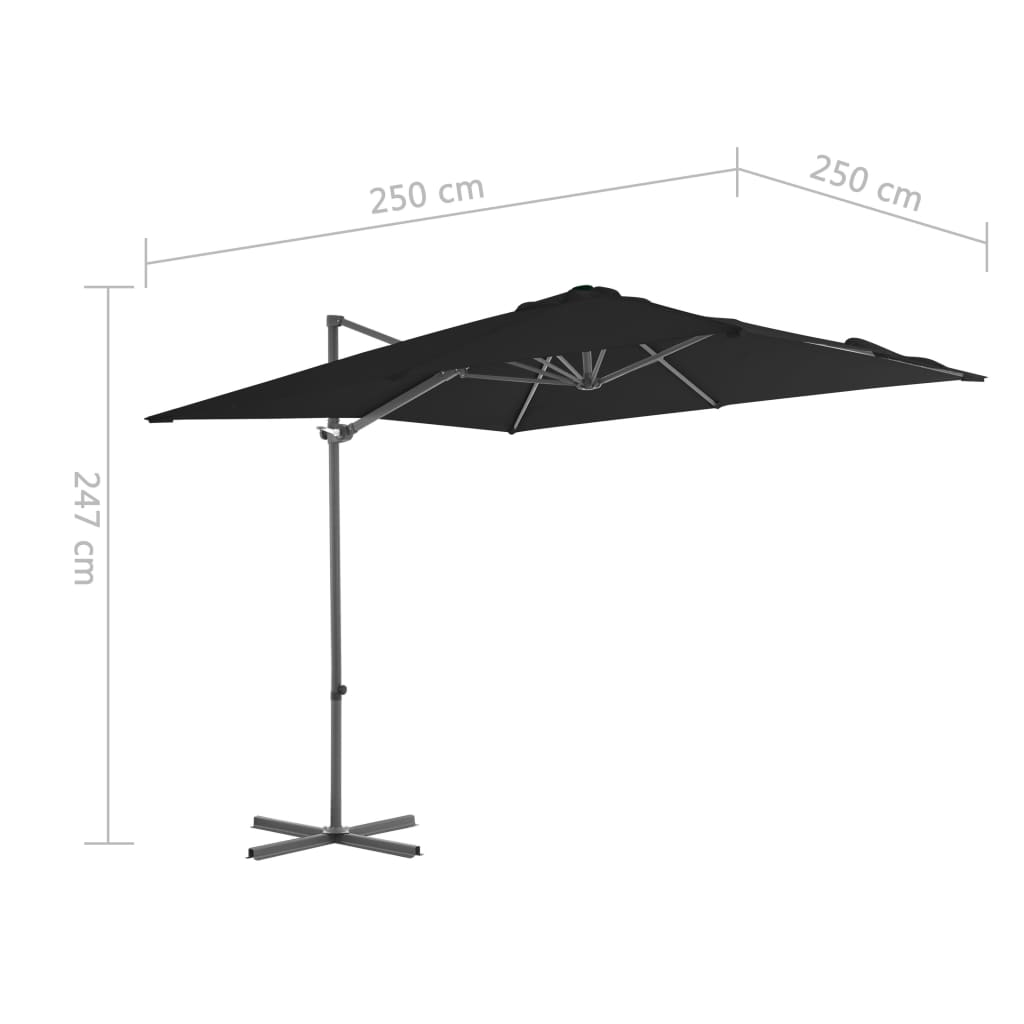 Cantilever Garden Parasol with Steel Pole Black 250x250 cm