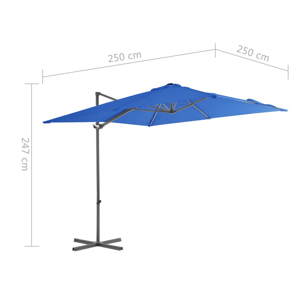 Cantilever Garden Parasol with Steel Pole Azure Blue 250x250 cm