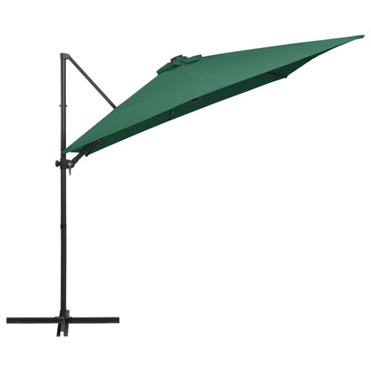 Cantilever Umbrella with LED lights and Steel Pole 250x250 cm Green