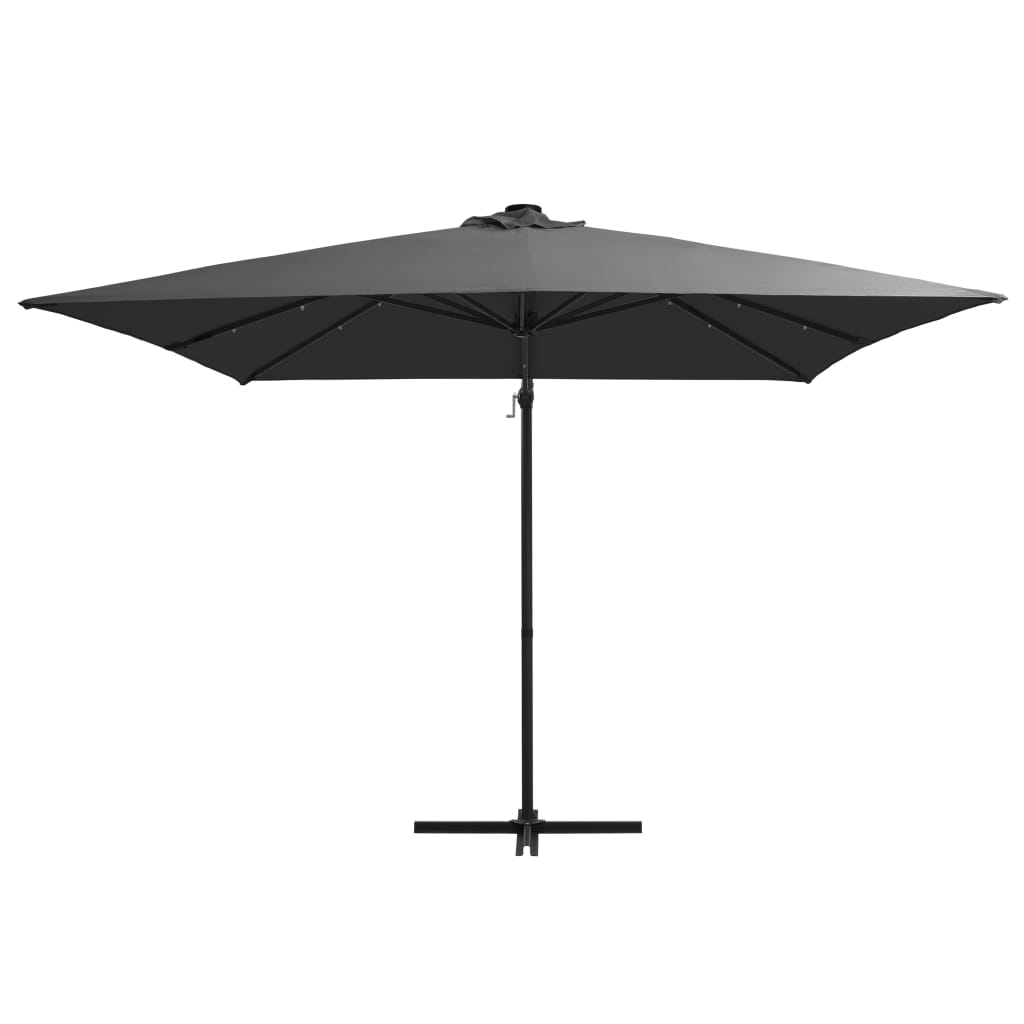 Cantilever Umbrella with LED lights and Steel Pole 250x250 cm Anthracite