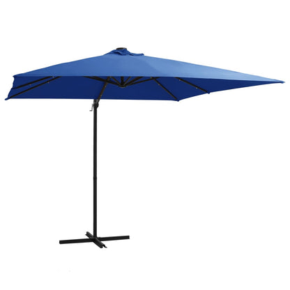 Cantilever Garden Parasol with LED lights and Steel Pole 250x250 cm Azure Blue