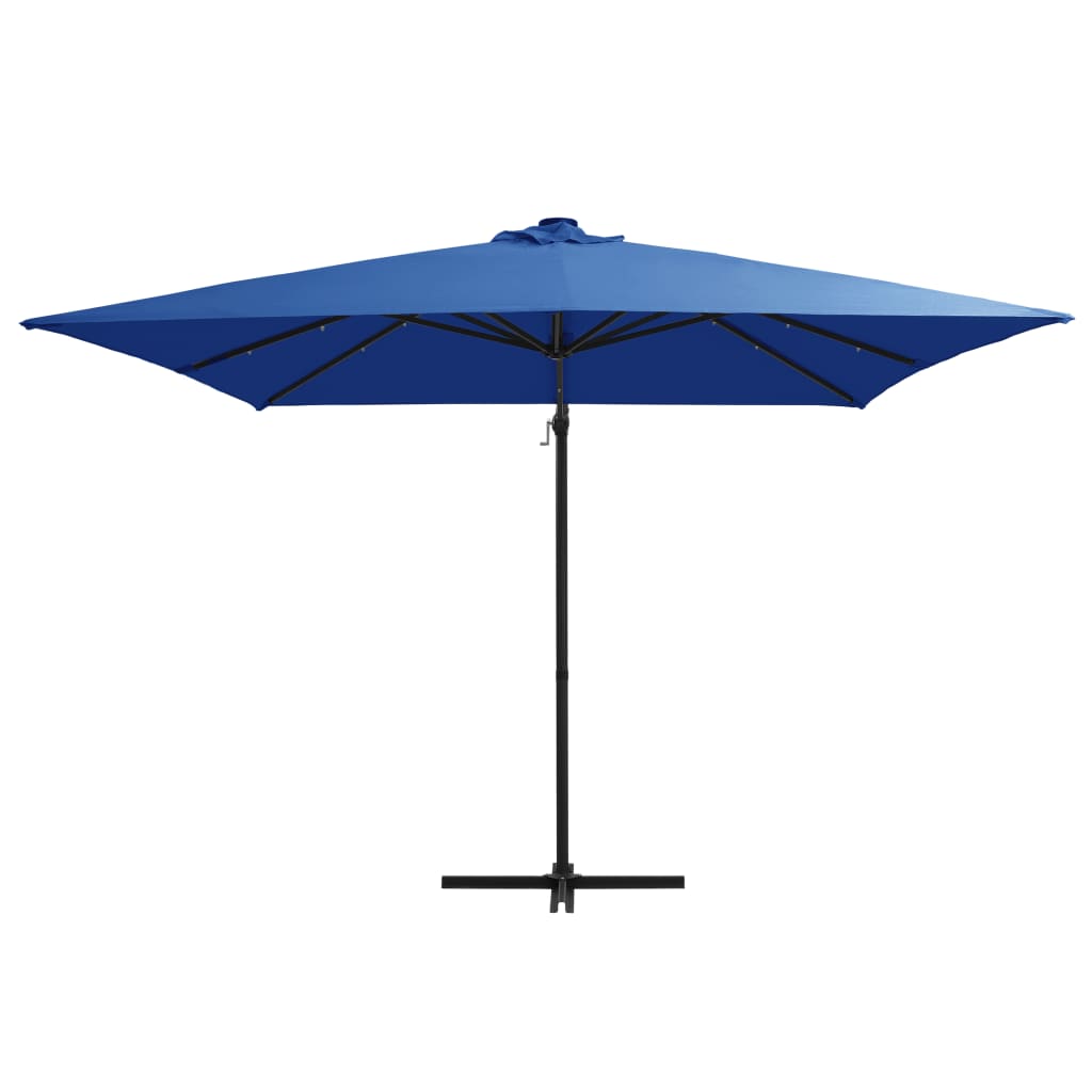 Cantilever Garden Parasol with LED lights and Steel Pole 250x250 cm Azure Blue