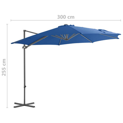 Cantilever Garden Parasol with Steel Pole Azure Blue 300 cm