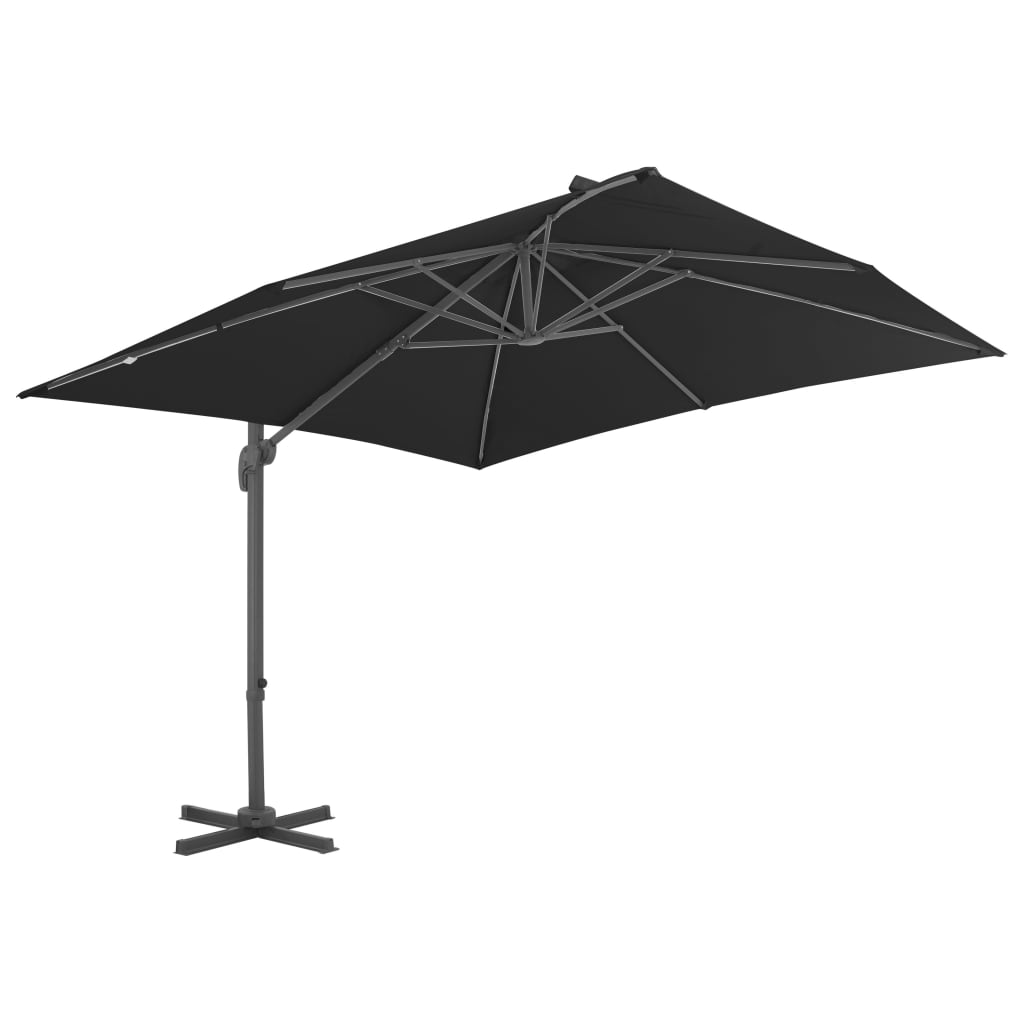 Cantilever Garden Parasol with Aluminium Pole 3x3 m Black