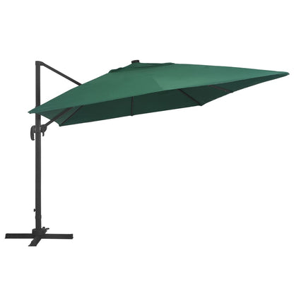 Cantilever Garden Parasol with LED Lights and Aluminium Pole 400x300 cm Green