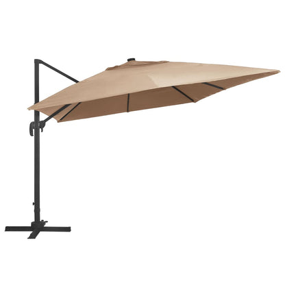 Cantilever Garden Parasol with LED Lights and Aluminium Pole 400x300 cm Taupe