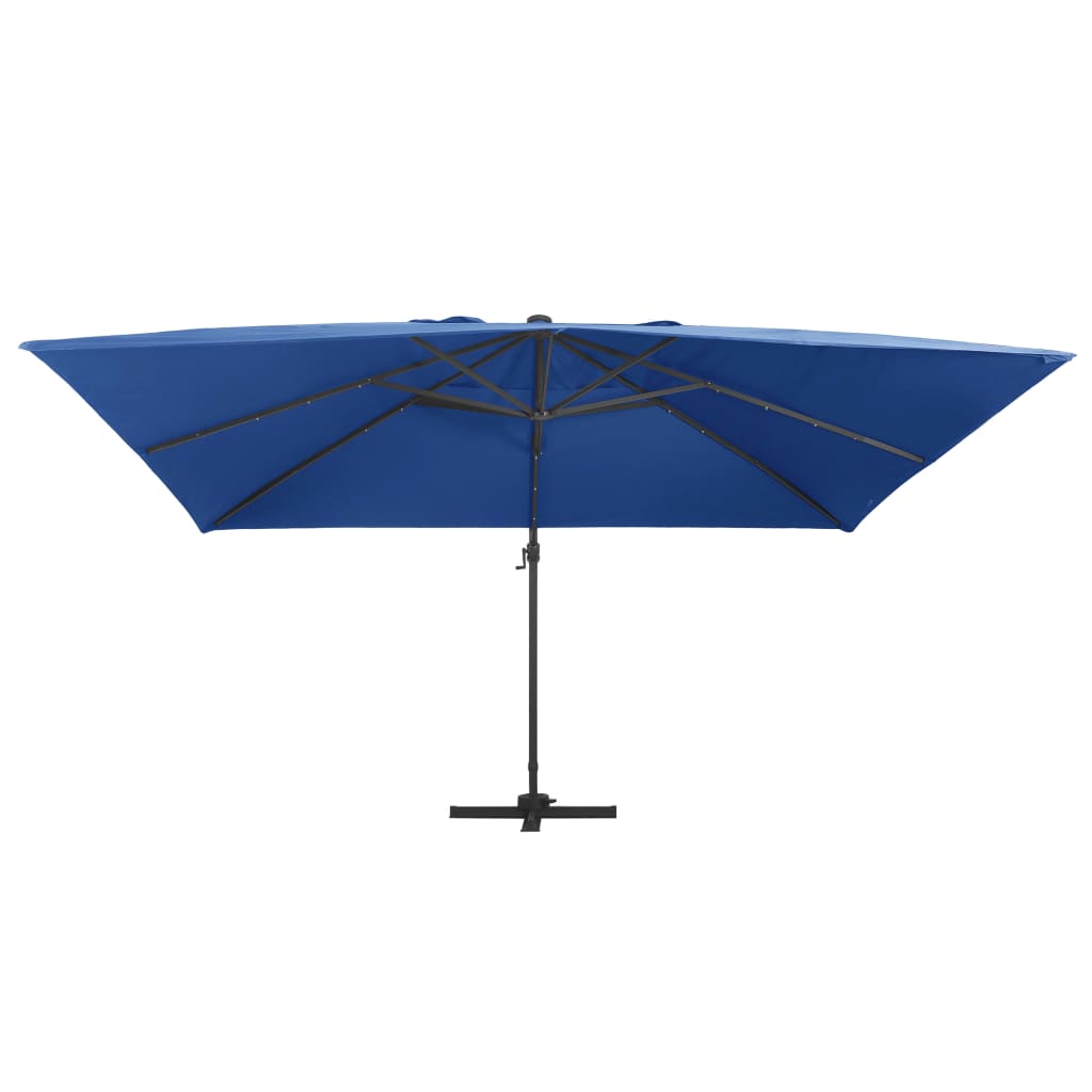 Cantilever Garden Parasol with LED Lights and Aluminium Pole 400x300 cm Azure blue