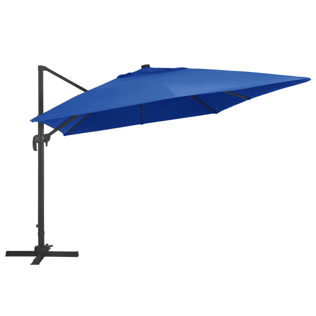 Cantilever Garden Parasol with LED Lights and Aluminium Pole 400x300 cm Azure blue