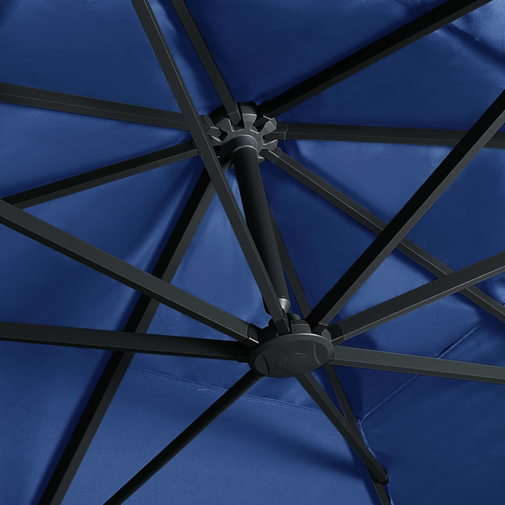 Cantilever Garden Parasol with LED Lights and Aluminium Pole 400x300 cm Azure blue