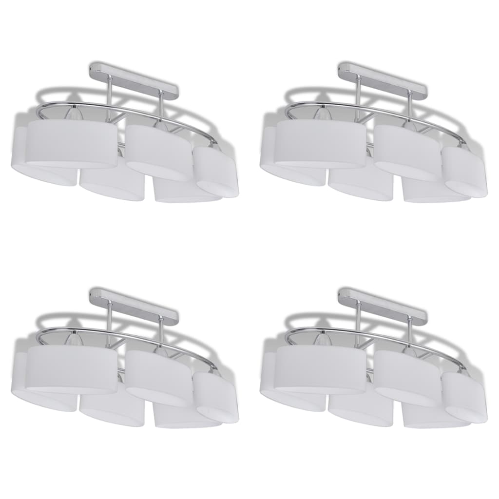 Ceiling Lamp with Ellipsoid Glass Shades 4 pcs E14