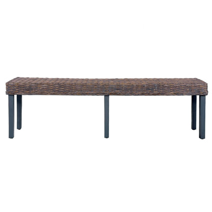 Bench 160 cm Grey Natural Kubu Rattan and Solid Mango Wood