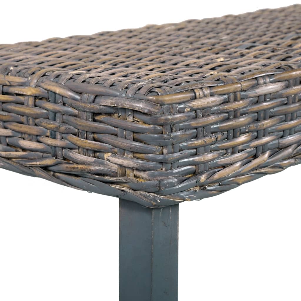 Bench 160 cm Grey Natural Kubu Rattan and Solid Mango Wood