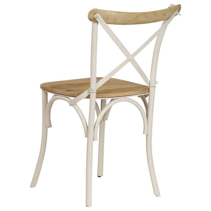 Cross Chairs 4 pcs White Solid Mango Wood