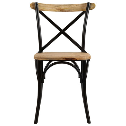 Cross Chairs 4 pcs Black Solid Mango Wood