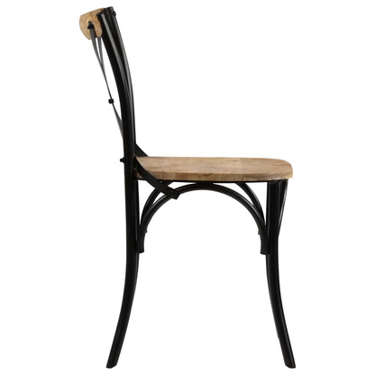 Cross Chairs 6 pcs Black Solid Mango Wood