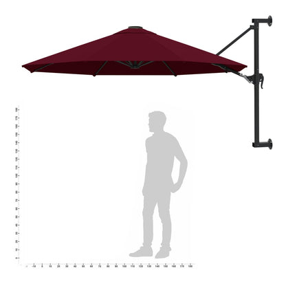 Wall-Mounted Garden Parasol with Metal Pole 300 cm Burgundy