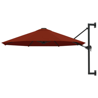 Wall-Mounted Garden Parasol with Metal Pole 300 cm Terracotta