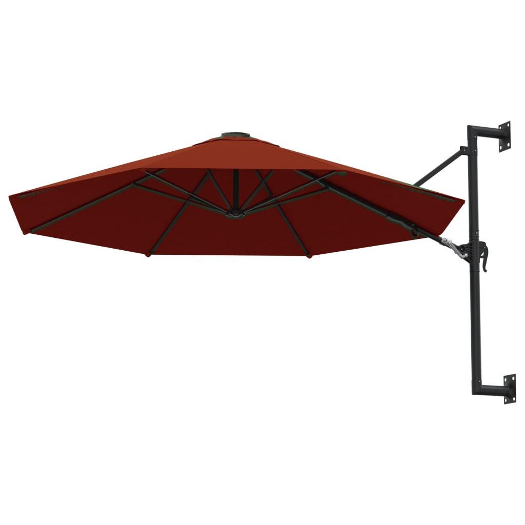 Wall-Mounted Garden Parasol with Metal Pole 300 cm Terracotta