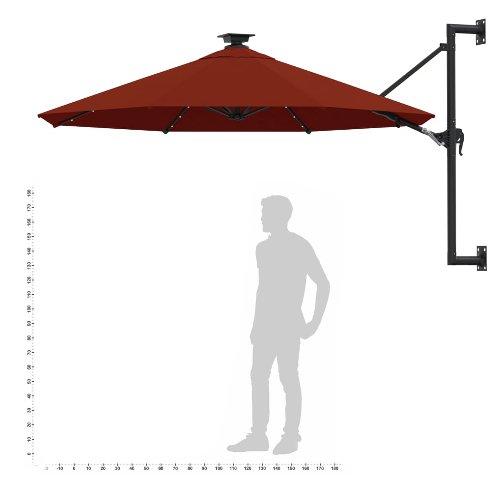 Wall-Mounted Garden Parasol with Metal Pole 300 cm Terracotta