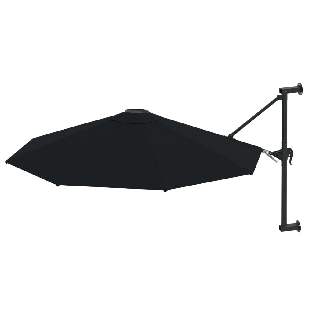 Wall-Mounted Parasol with Metal Pole 300 cm Black