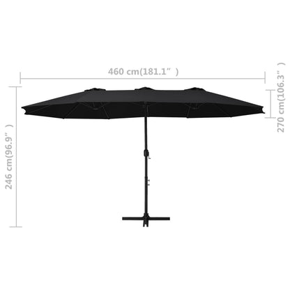 Garden Parasol with Aluminium Pole 460x270 cm Black