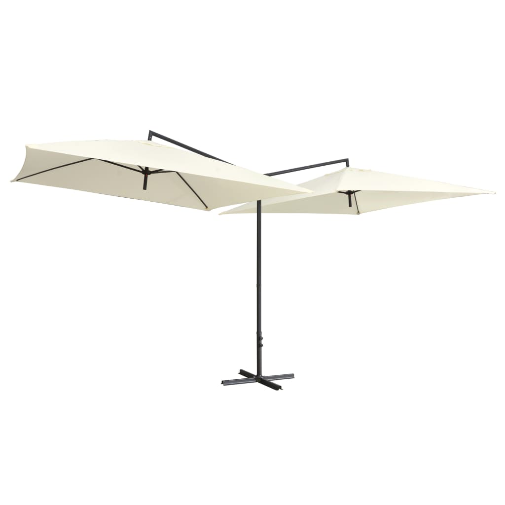 Double Parasol with Steel Pole 250x250 cm Sand White