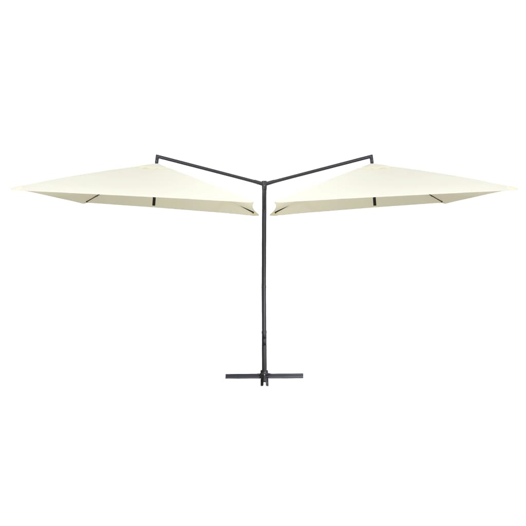 Double Parasol with Steel Pole 250x250 cm Sand White