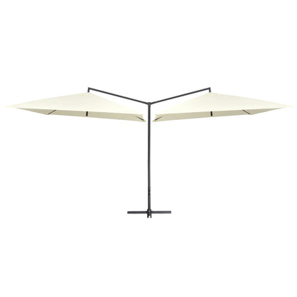 Double Parasol with Steel Pole 250x250 cm Sand White