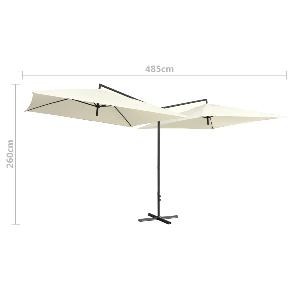 Double Parasol with Steel Pole 250x250 cm Sand White