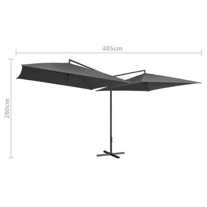 Double Parasol with Steel Pole 250x250 cm Anthracite