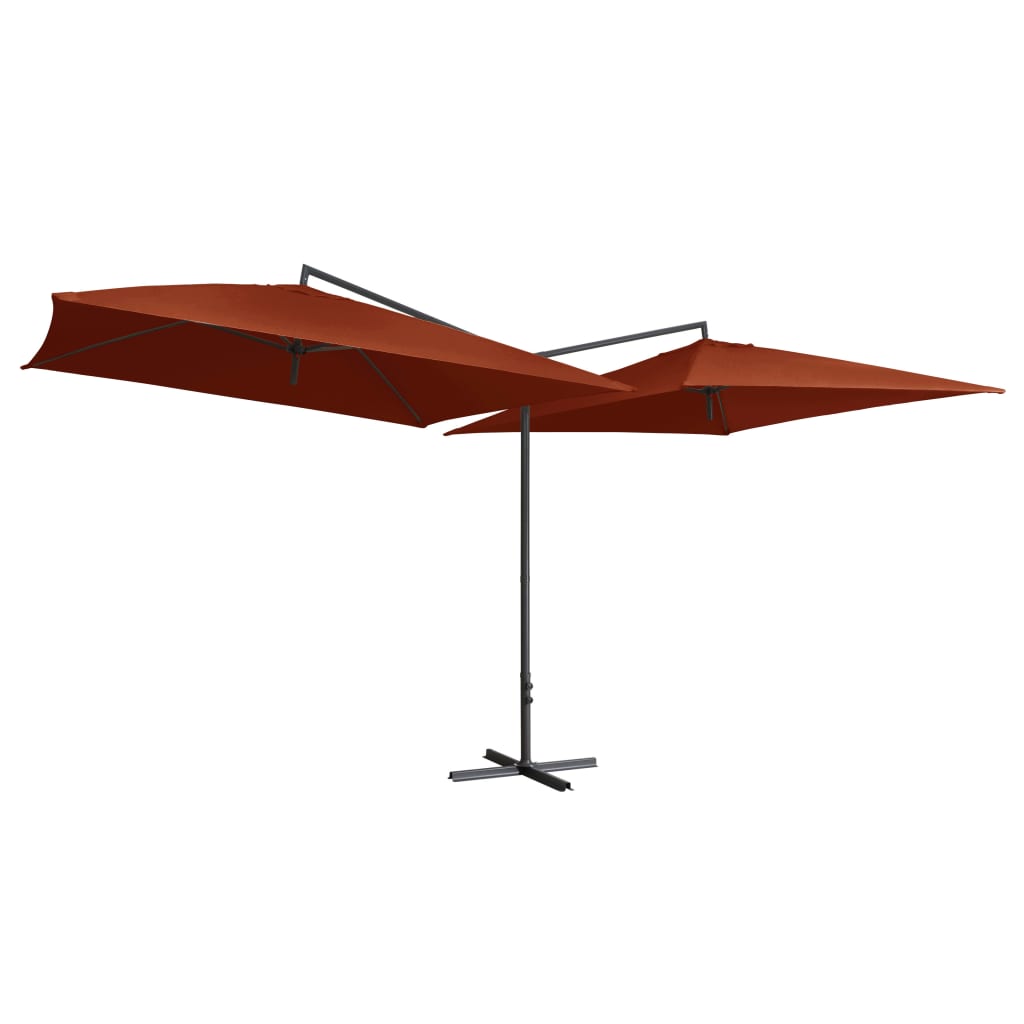 Double Parasol with Steel Pole 250x250 cm Bordeaux Terracotta