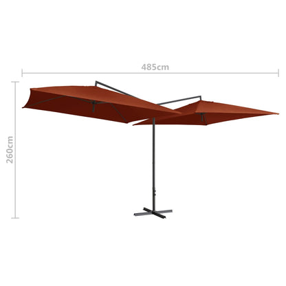 Double Parasol with Steel Pole 250x250 cm Bordeaux Terracotta