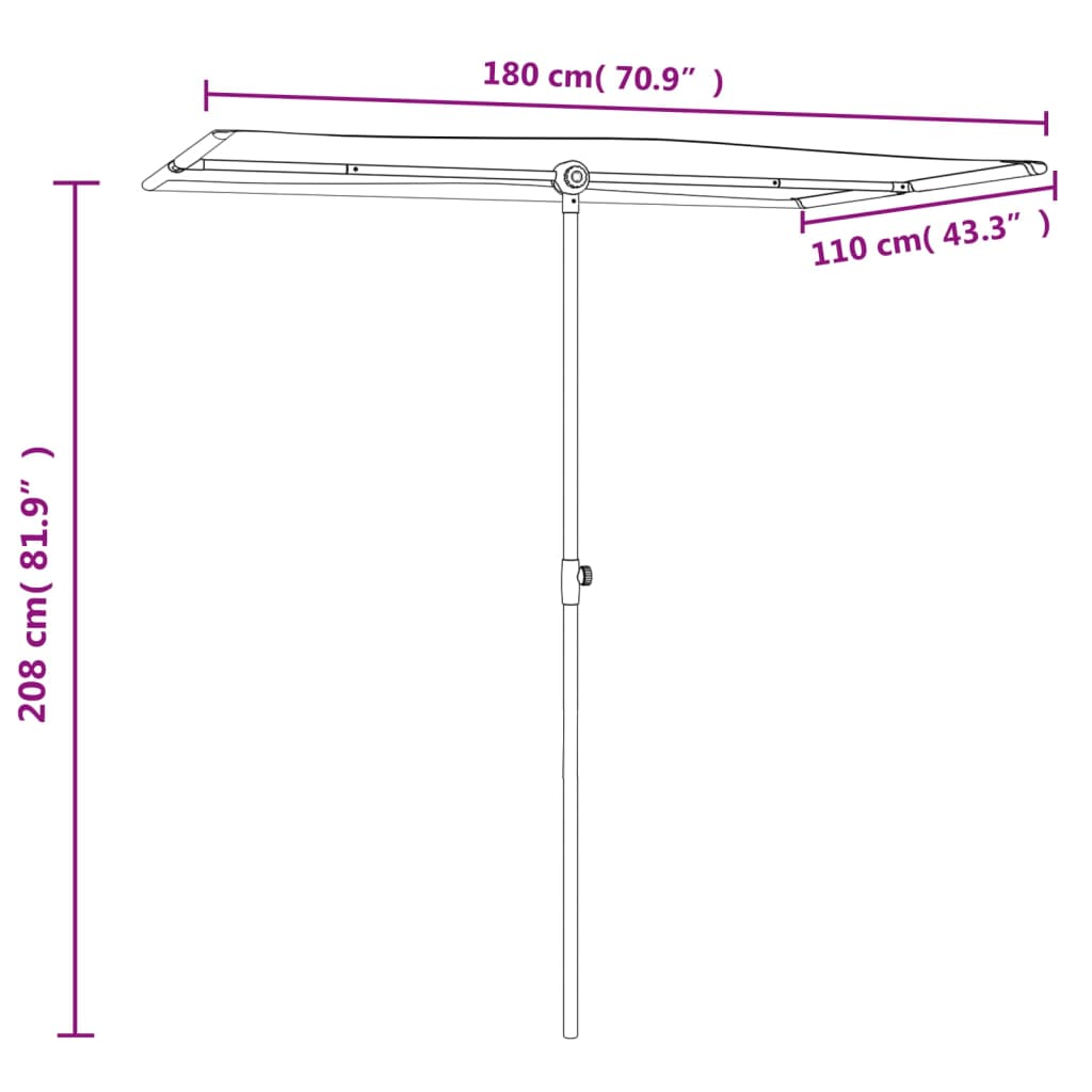 Outdoor Parasol with Aluminium Pole 180x110 cm Green