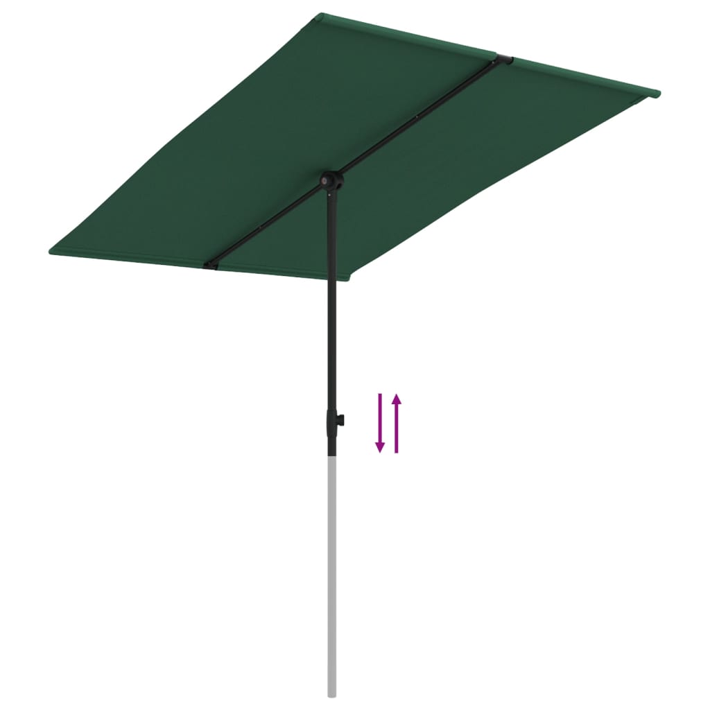 Outdoor Parasol with Aluminium Pole 2x1.5 m Green