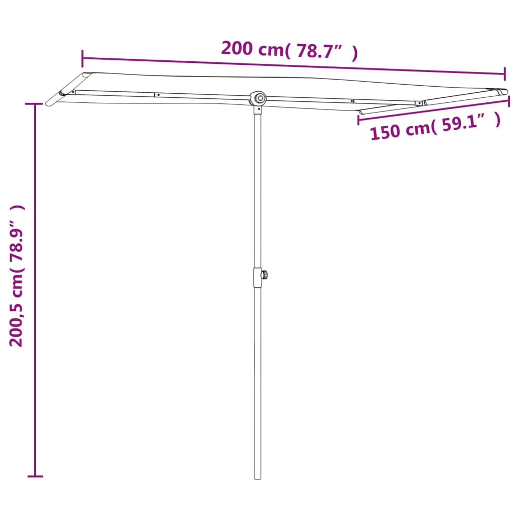 Outdoor Parasol with Aluminium Pole 2x1.5 m Green