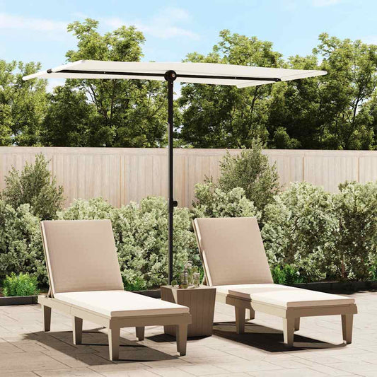 Garden Parasol with Aluminium Pole 2x1.5 m Sand White