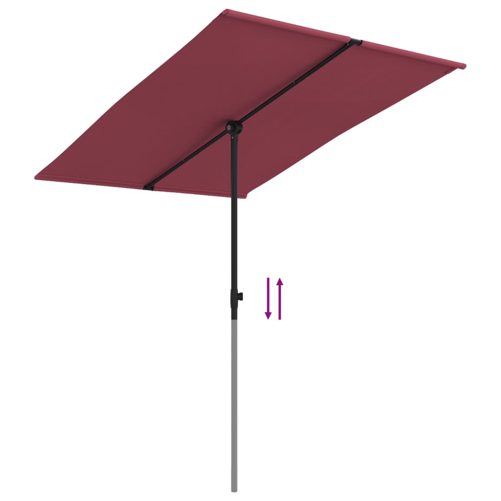 Garden Parasol with Aluminium Pole 2x1.5 m Bordeaux Red