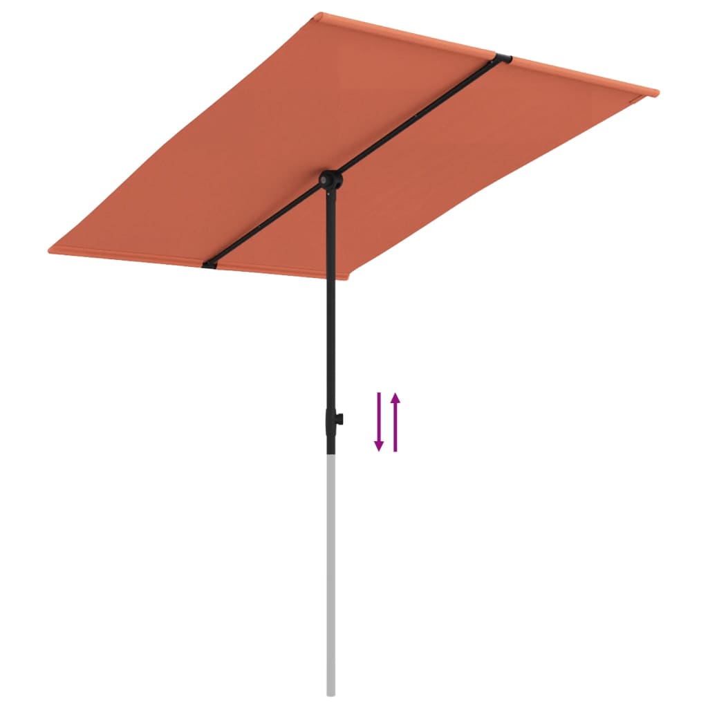 Garden Parasol with Aluminium Pole 2x1.5 m Terracotta