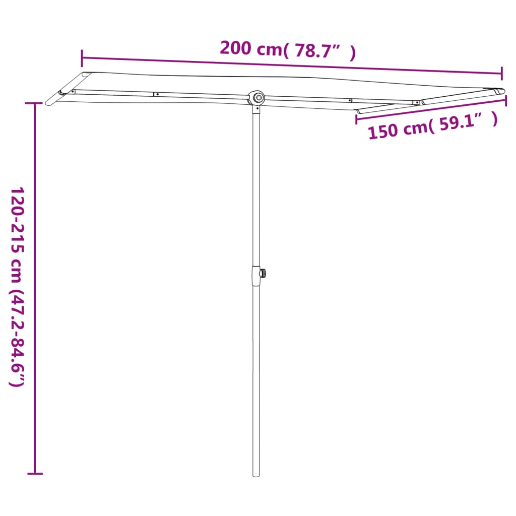 Garden Parasol with Aluminium Pole 2x1.5 m Terracotta