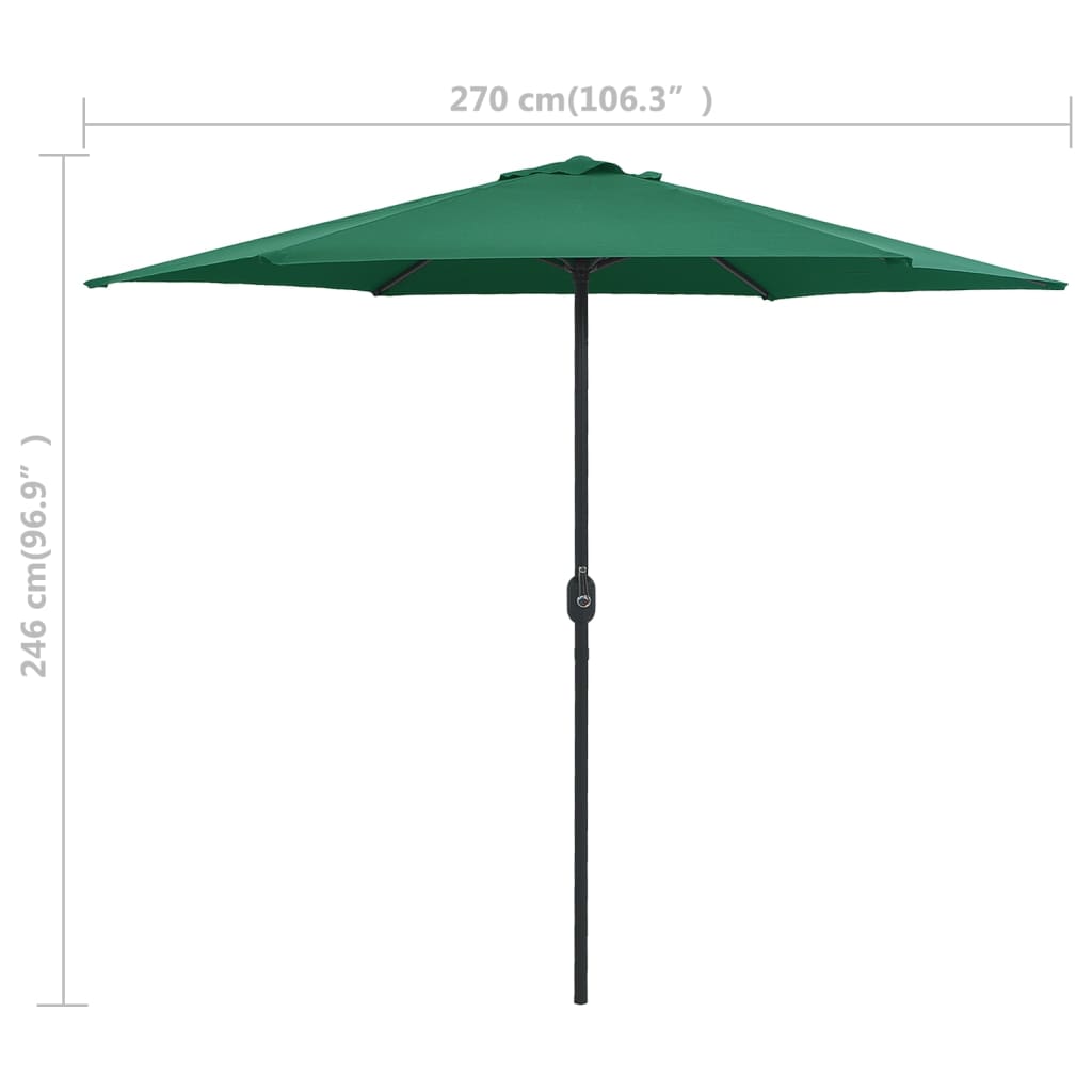 Garden Parasol with Aluminium Pole 270x246 cm Green