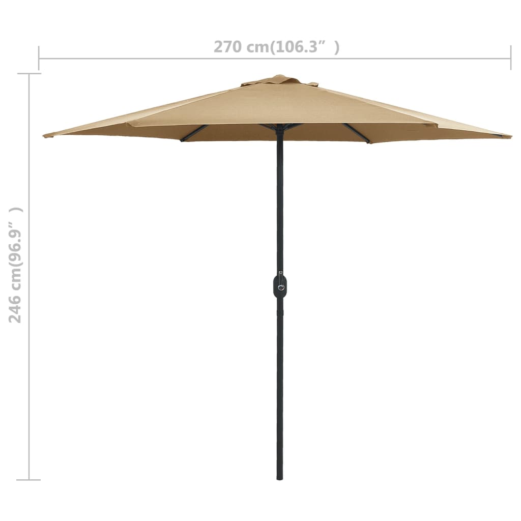 Outdoor Parasol with Aluminium Pole 270x246 cm Taupe