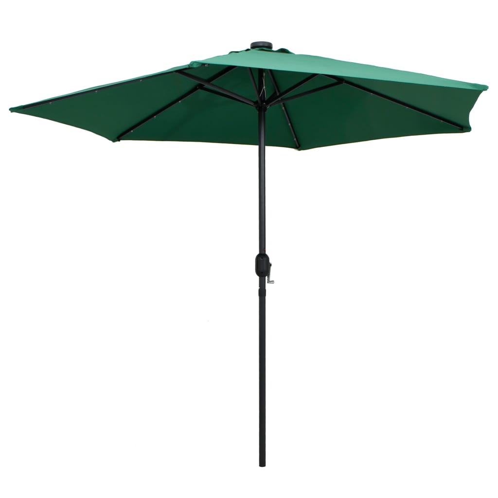 Garden Parasol with LED Lights and Aluminium Pole 270 cm Green