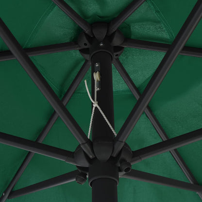 Garden Parasol with LED Lights and Aluminium Pole 270 cm Green