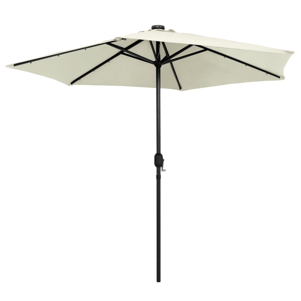 Parasol with LED Lights and Aluminium Pole 270 cm Sand White