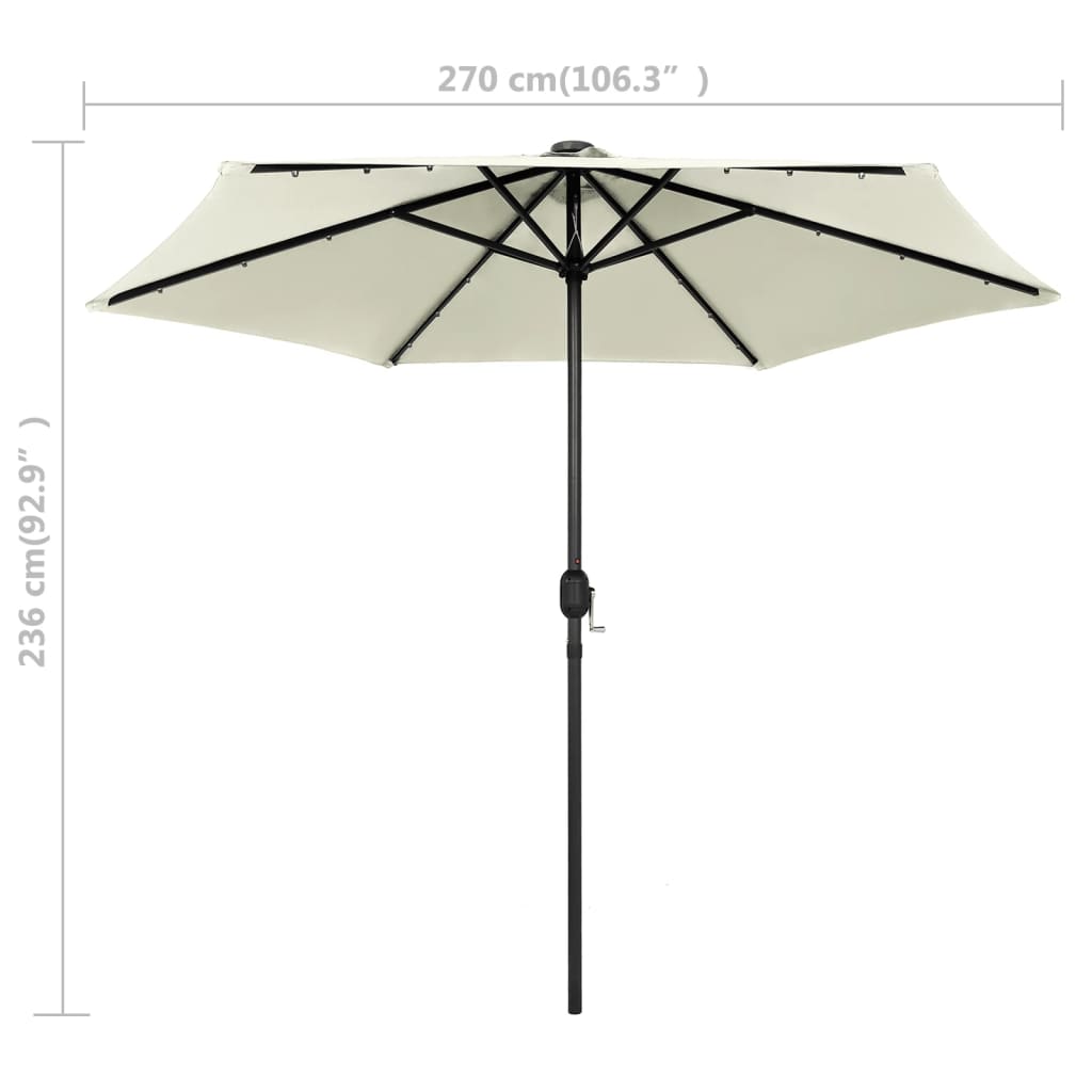 Parasol with LED Lights and Aluminium Pole 270 cm Sand White