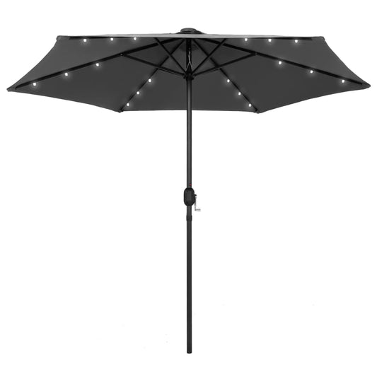 Garden Parasol with LED Lights and Aluminium Pole 270 cm Anthracite