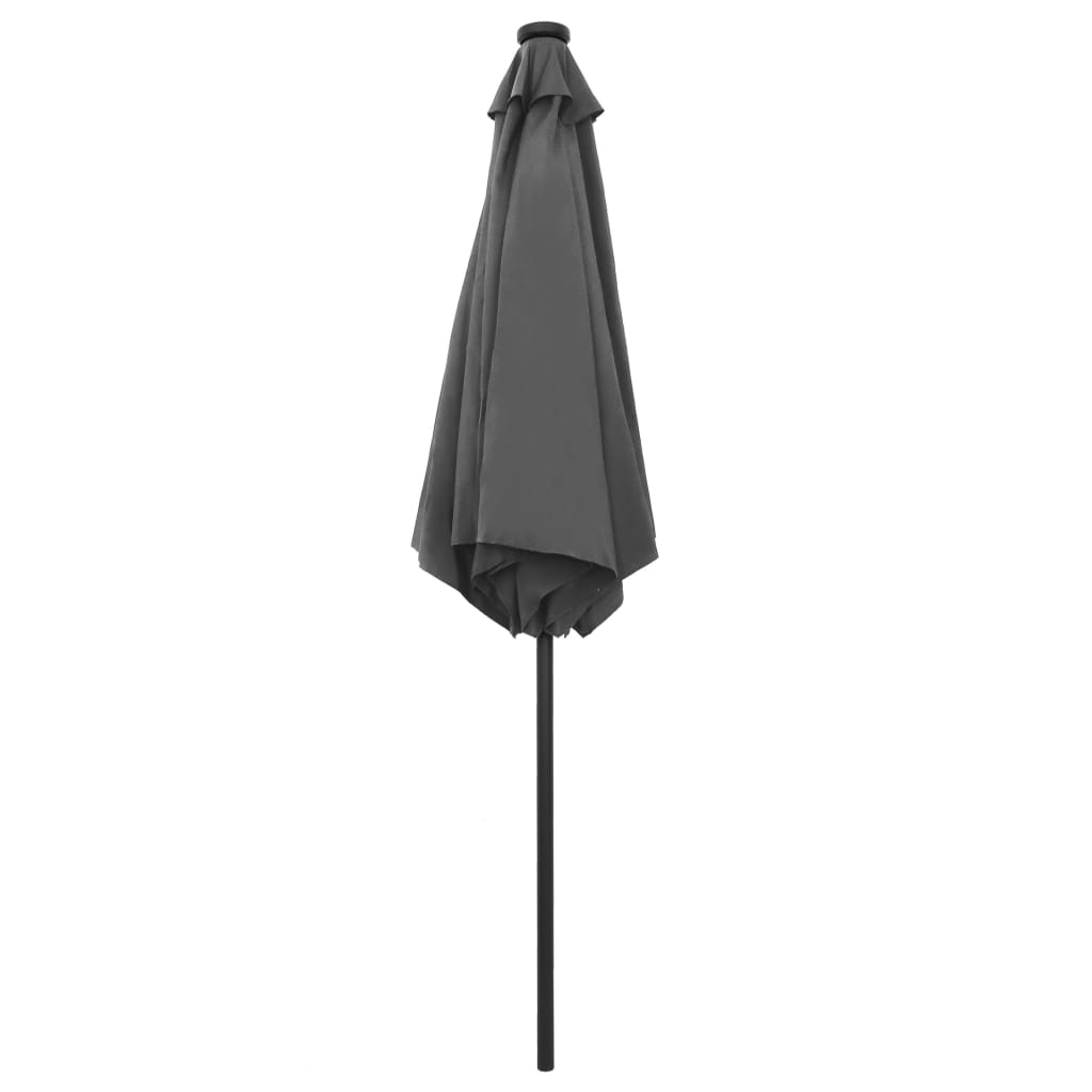 Garden Parasol with LED Lights and Aluminium Pole 270 cm Anthracite