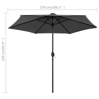 Garden Parasol with LED Lights and Aluminium Pole 270 cm Anthracite